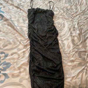 Sparkly ruched midi dress